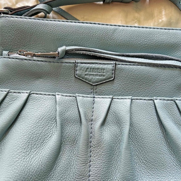 CROSSBODY, AIMEE KESTENBERG SARATOGA LEATHER, SKY BLUE, TOP ZIPPER, SHOULDER - Picture 2 of 14